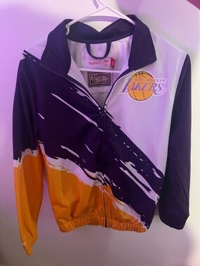 Mitchell & Ness Los Angeles Lakers Purple and Gold Jacket Youth Medium 10/12